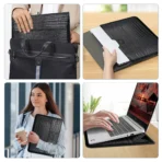 Housse Ordinateur Premium 2-en-1 : Étui Cuir Croco & Support Ergonomique Intégré – Image 5